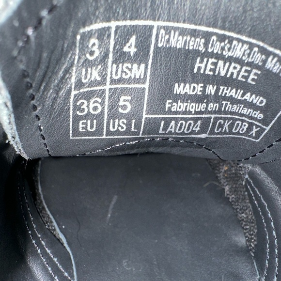 Dr. Marten’s Henree Lace Up Buckle Derby Black Leather Mens 4 Womens 6 - Picture 8 of 8